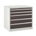 Euroslide 5 Drawer - 2x100mm, 2x150mm, 1x200mm - H.825 W.900 D.650 - Dark Grey