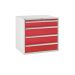 Euroslide 4 Drawer - 1x150mm, 3x200mm - H.825 W.900 D.650 - Red