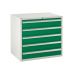 Euroslide 5 Drawer - 5x150mm - H.825 W.900 D.650 - Green