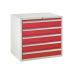 Euroslide 5 Drawer - 5x150mm - H.825 W.900 D.650 - Red