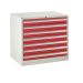 Euroslide 7 Drawer - 7x100mm - H.825 W.900 D.650 - Red