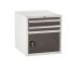 Euroslide Superbench Cabinets - 2 Drawer & Cupboard 2x100mm, 1x300mm - H.620 W.600 D.650 - Dark Grey