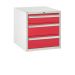 Euroslide Superbench Cabinets - 3 Drawer 1x150mm, 2x200mm - H.620 W.600 D.650 - Red