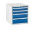 Euroslide Superbench Cabinets - 4 Drawer 2x100mm, 1x150mm, 1x200mm - H.620 W.600 D.650 - Blue