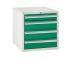 Euroslide Superbench Cabinets - 4 Drawer 1x100mm, 3x150mm - H.620 W.600 D.650 - Green