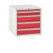 Euroslide Superbench Cabinets - 4 Drawer 1x100mm, 3x150mm - H.620 W.600 D.650 - Red