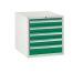 Euroslide Superbench Cabinets - 5 Drawer 4x100mm, 1x150mm - H.620 W.600 D.650 - Green