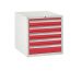 Euroslide Superbench Cabinets - 5 Drawer 4x100mm, 1x150mm - H.620 W.600 D.650 - Red