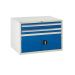 Euroslide Superbench Cabinets - 2 Drawer & Cupboard 2x100mm, 1x300mm - H.620 W.900 D.650 - Blue