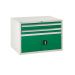 Euroslide Superbench Cabinets - 2 Drawer & Cupboard 2x100mm, 1x300mm - H.620 W.900 D.650 - Green