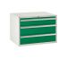Euroslide Superbench Cabinets - 3 Drawer 1x150mm, 2x200mm - H.620 W.900 D.650 - Green
