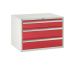 Euroslide Superbench Cabinets - 3 Drawer 1x150mm, 2x200mm - H.620 W.900 D.650 - Red