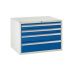 Euroslide Superbench Cabinets - 4 Drawer 2x100mm, 1x150mm, 1x200mm - H.620 W.900 D.650 - Blue