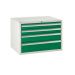 Euroslide Superbench Cabinets - 4 Drawer 2x100mm, 1x150mm, 1x200mm - H.620 W.900 D.650 - Green