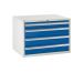 Euroslide Superbench Cabinets - 4 Drawer 1x100mm, 3x150mm - H.620 W.900 D.650 - Blue