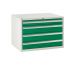Euroslide Superbench Cabinets - 4 Drawer 1x100mm, 3x150mm - H.620 W.900 D.650 - Green