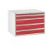 Euroslide Superbench Cabinets - 4 Drawer 1x100mm, 3x150mm - H.620 W.900 D.650 - Red