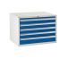 Euroslide Superbench Cabinets - 5 Drawer 4x100mm, 1x150mm - H.620 W.900 D.650 - Blue