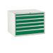 Euroslide Superbench Cabinets - 5 Drawer 4x100mm, 1x150mm - H.620 W.900 D.650 - Green