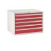 Euroslide Superbench Cabinets - 5 Drawer 4x100mm, 1x150mm - H.620 W.900 D.650 - Red