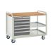 Euroslide Trolley Kit 10 - 2 Shelves & 600mm Euroslide 5 Drawer 4x100mm & 1x150mm - Beech Worktop - Dark Grey