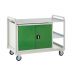 Euroslide Trolley Kit 11 - 2 Shelves & 900mm Euroslide Double Cupboard 1x550mm - Steel Worktop - Green