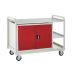 Euroslide Trolley Kit 11 - 2 Shelves & 900mm Euroslide Double Cupboard 1x550mm - Steel Worktop - Red