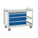 Euroslide Trolley Kit 13 - 2 Small Shelves - 900mm Euroslide 3 Drawer 1x150mm, 2x200mm - Steel Worktop - Dark Blue