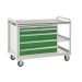 Euroslide Trolley Kit 14 - 2 Small Shelves - 900mm Euroslide 4 Drawer 1x100mm, 3x150mm - Laminate Worktop - Green