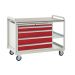 Euroslide Trolley Kit 14 - 2 Small Shelves - 900mm Euroslide 4 Drawer 1x100mm, 3x150mm - Laminate Worktop - Red