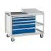 Euroslide Trolley Kit 15 - 2 Small Shelves - 900mm Euroslide 4 Drawer 2x100mm, 1x150mm & 1x200mm - Sloping Top & Tool Tray - Dark Blue