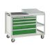 Euroslide Trolley Kit 15 - 2 Small Shelves - 900mm Euroslide 4 Drawer 2x100mm, 1x150mm & 1x200mm - Sloping Top & Tool Tray - Green