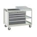 Euroslide Trolley Kit 15 - 2 Small Shelves - 900mm Euroslide 4 Drawer 2x100mm, 1x150mm & 1x200mm - Sloping Top & Tool Tray - Dark Grey
