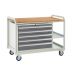 Euroslide Trolley Kit 16 - 2 Small Shelves - 900mm Euroslide 5 Drawer 4x100mm & 1x150mm - Beech Worktop - Dark Grey