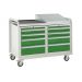 Euroslide Trolley Kit 21 - 2x 600mm Euroslide 4 Drawer 2x100mm, 1x150mm & 1x200mm - 960.1270.675 Light Grey framework - Green