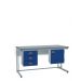 KIT B: Cantilever ESD Workbench - Lamstat Top H.840 W.1500 D.750 - Storage Cupboard & Triple Drawer Unit - Blue Fronts