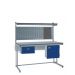 KIT C: Cantilever ESD Workbench - Lamstat Top H.840 W.1500 D.750 - Single Drawer, Storage Cupboard, 760mm Rear Support Posts, Louvre Panel & Lamstat Upper Shelf - Blue Fronts