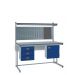 KIT D: Cantilever ESD Workbench - Lamstat Top H.840 W.1500 D.750 - Storage Cupboard, Triple Drawer Unit, 760mm Rear Support Posts, Louvre Panel & Lamstat Upper Shelf - Blue Fronts