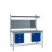KIT D: Square Tube ESD Workbench - Lamstat Top H.840 W.1800 D.750 - Storage Cupboard, Triple Drawer Unit, 760mm Rear Support Posts, Louvre Panel & Lamstat Upper Shelf - Blue Fronts