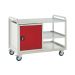 Euroslide Trolley Kit 5 - 2 Shelves & 600mm Euroslide Cupboard 1x550mm - Steel Worktop - Red