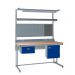 KIT E: Cantilever Workbench - Beech Top H.840 W.1200 D.750 - Single Drawer, Storage Cupboard, 1180mm Rear Support Posts, Service Duct Worktop Fitting, Light & Tool Rail Support, 3 Setting LED Light 30 Watt, Louvre Panel & Laminate Upper Shelf