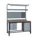KIT F: Heavy Duty Workbench - Beech Top H.840 W.1800 D.750 - Storage Cupboard, Triple Drawer Unit, 1180mm Rear Support Posts, Service Duct Worktop Fitting, Light & Tool Rail Support, 3 Setting LED Light 40 Watt, Louvre Panel & Laminate Upper Shelf
