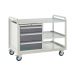 Euroslide Trolley Kit 7 - 2 Shelves & 600mm Euroslide 3 Drawer 1x150mm, 2x200mm - Steel Worktop - Dark Grey