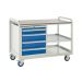 Euroslide Trolley Kit 8 - 2 Shelves & 600mm Euroslide 4 Drawer 1x100mm, 3x150mm - Laminate Worktop - Dark Blue