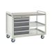 Euroslide Trolley Kit 8 - 2 Shelves & 600mm Euroslide 4 Drawer 1x100mm, 3x150mm - Laminate Worktop - Dark Grey