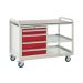 Euroslide Trolley Kit 8 - 2 Shelves & 600mm Euroslide 4 Drawer 1x100mm, 3x150mm - Laminate Worktop - Red