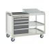Euroslide Trolley Kit 9 - 2 Shelves & 600mm Euroslide 4 Drawer 2x100mm, 1x150mm & 1x200mm - Sloping Top & Tool Tray - Dark Grey