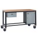 Mobile Heavy-Duty Workbench - Beech Top H.840 W.1500 D.750mm - Single Drawer & Storage Cupboard