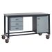 Mobile Heavy-Duty Workbench - Laminate Top H.840 W.1200 D.750mm - Storage Cupboard & Triple Drawer Unit