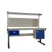 Premium Electric Height Adjustable Workbench - Laminate Top H.840 W.1500 D.750mm - Single Drawer, Storage Cupboard, 760mm Rear Support Posts, Louvre Panel & Laminate Upper Shelf